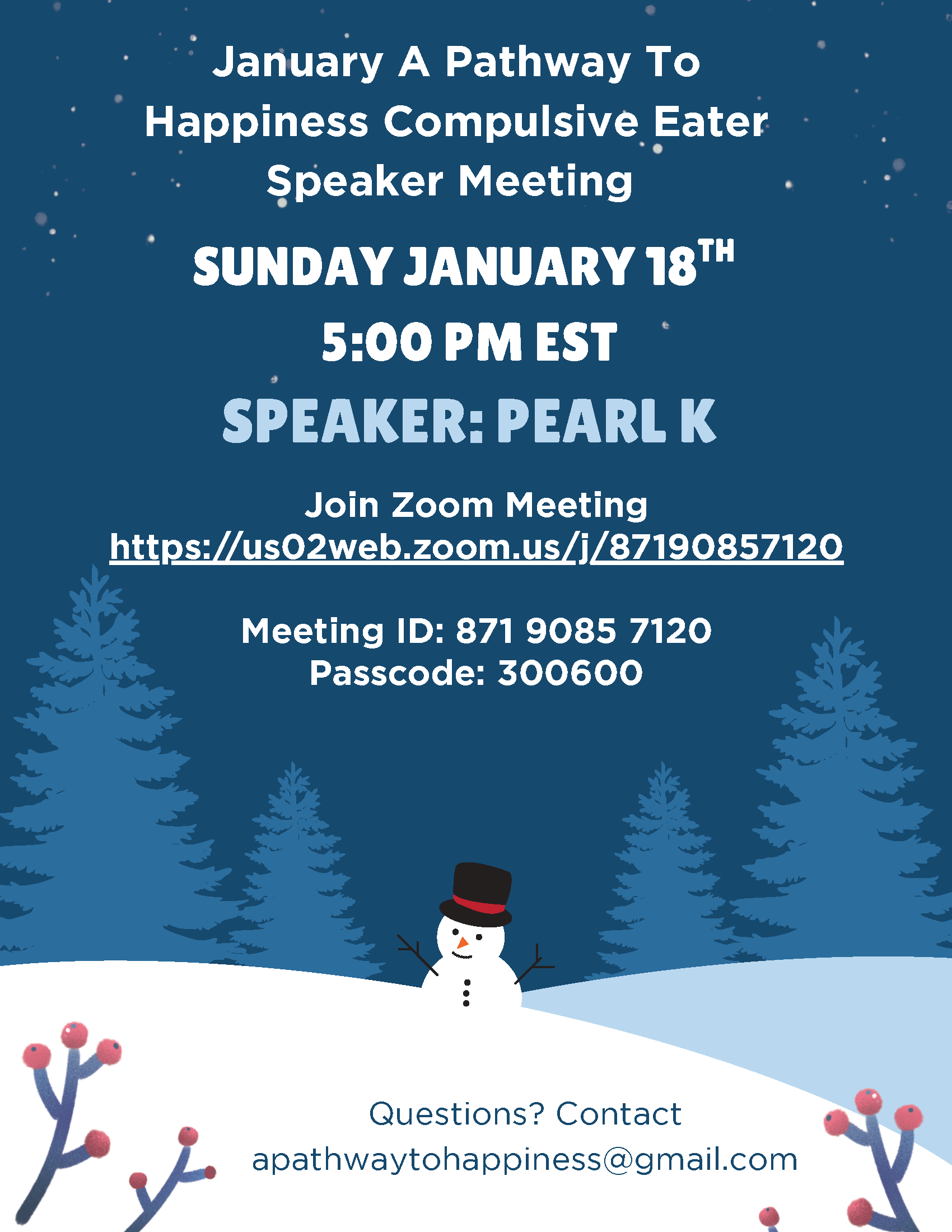 A Pathway to Happiness Speaker Meeting