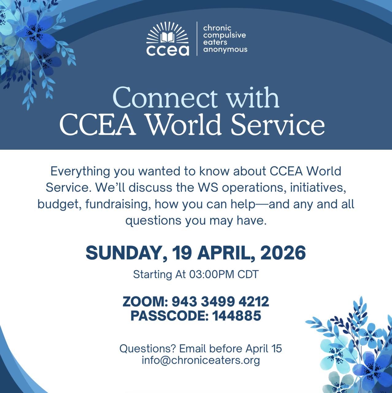 Connect with CCEA World Service