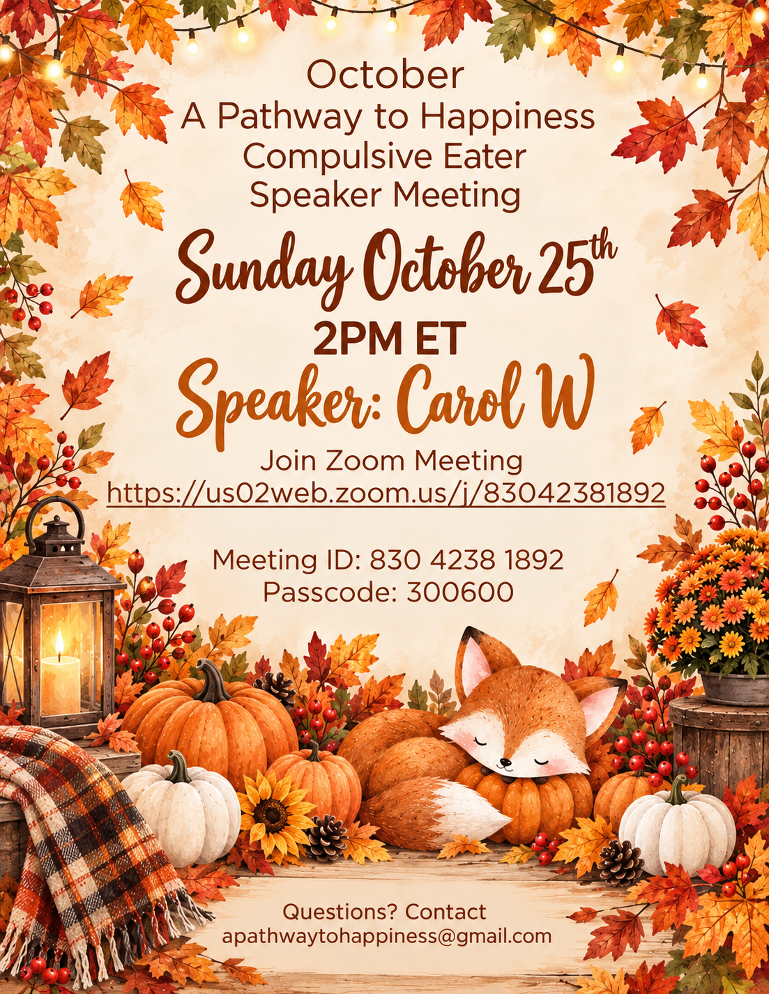 A Pathway to Happiness Speaker Meeting
